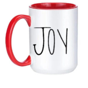 "Joy" 🎄 Red & White Mug – 15oz Ceramic